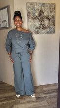 Load image into Gallery viewer, Off Shoulder Wide Leg Jogger Set
