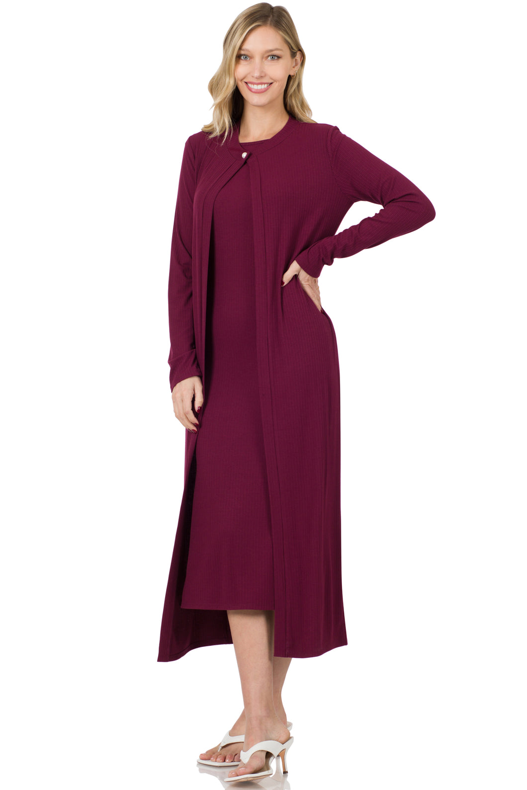 Ribbed 2pc Cardigan and Dress