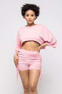 Crop Top and Ruching Short Set